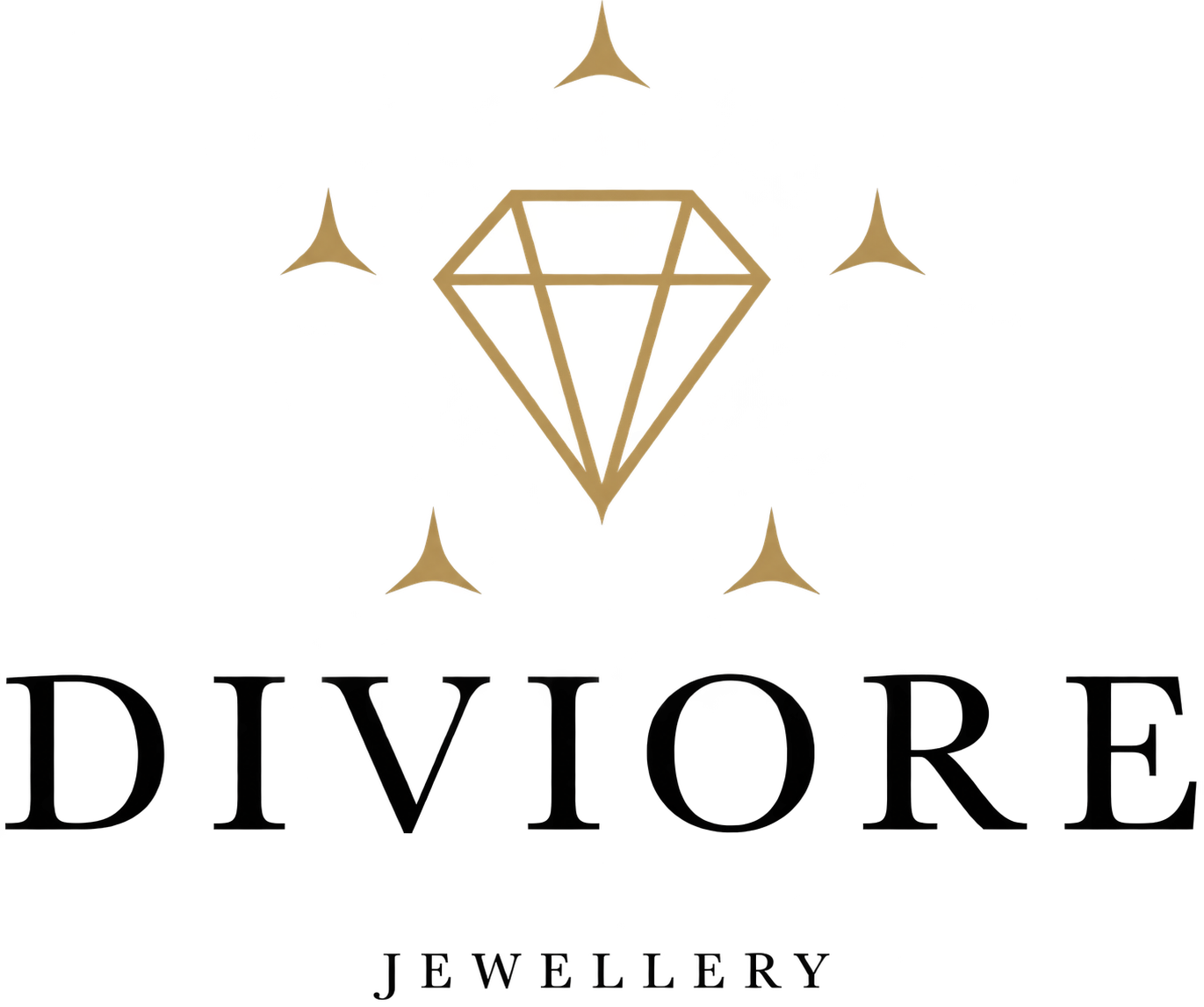 Diviore Jewellery logo with a gold diamond and three-point stars